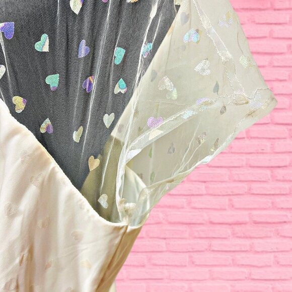 Unique Vintage Iridescent Heart Bridal Swing Midi Dress Fit & Flare Wedding 3X - Picture 5 of 8